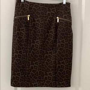 SALE!MICHAEL KORS LEOPARD PRINT ZIPPER SKIRT